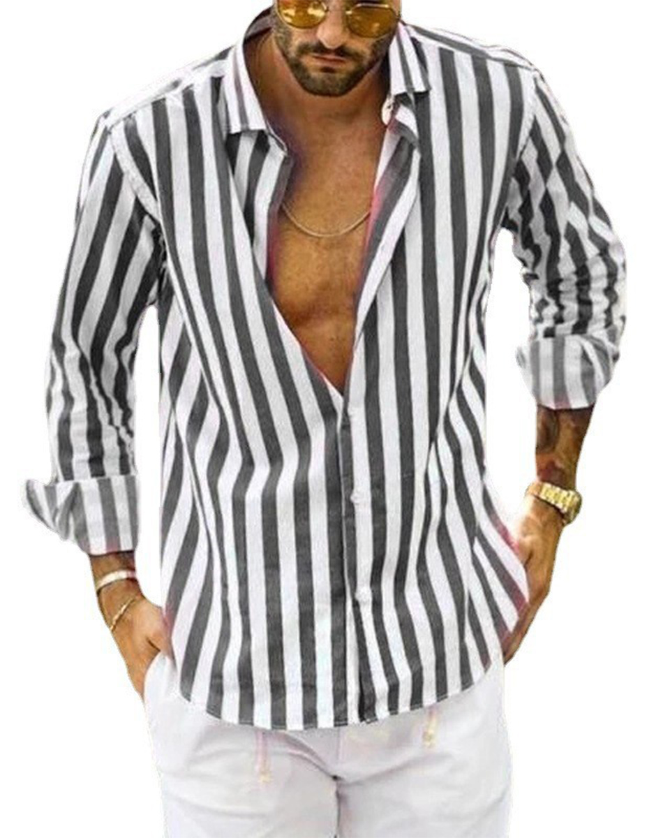 Castillotigo™ 2022 Nueva camisa informal a rayas de manga larga con solapa