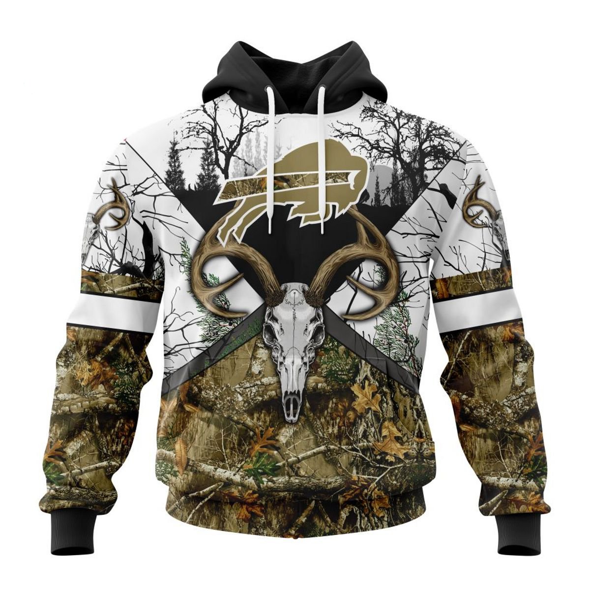 BUFFALO BILLS DEER SKULL AND FOREST 3D HOODIE