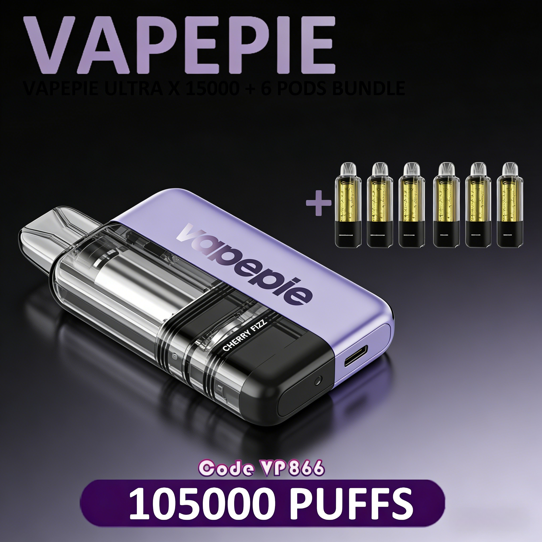 【105000 Puff】Vapepie 15000 Puff Vape - 7 IN1 Value Package (1 Vape +6 Vape Pod)