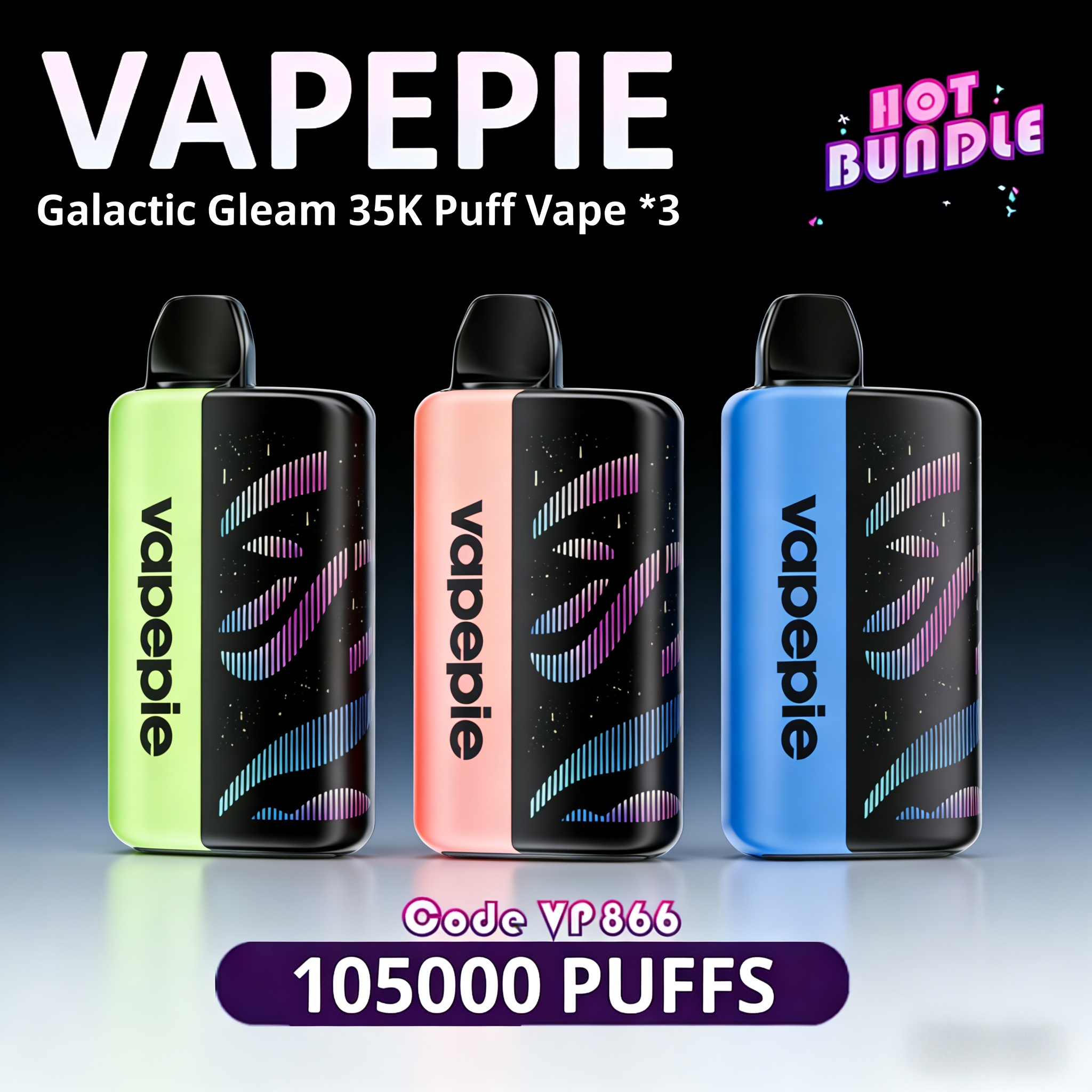 【105000 Puff】Vapepie 35000 Puff Vape - 3 IN1 Value Package (35K Puffs Vape*3)