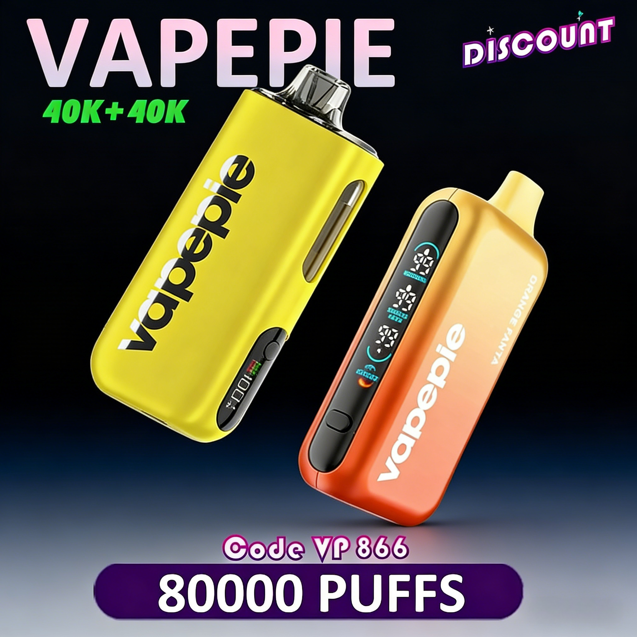 【80000 Puff】Vapepie Ghostair 40000 Puff Vape + Vapepie Max 40000 Puff Vape
