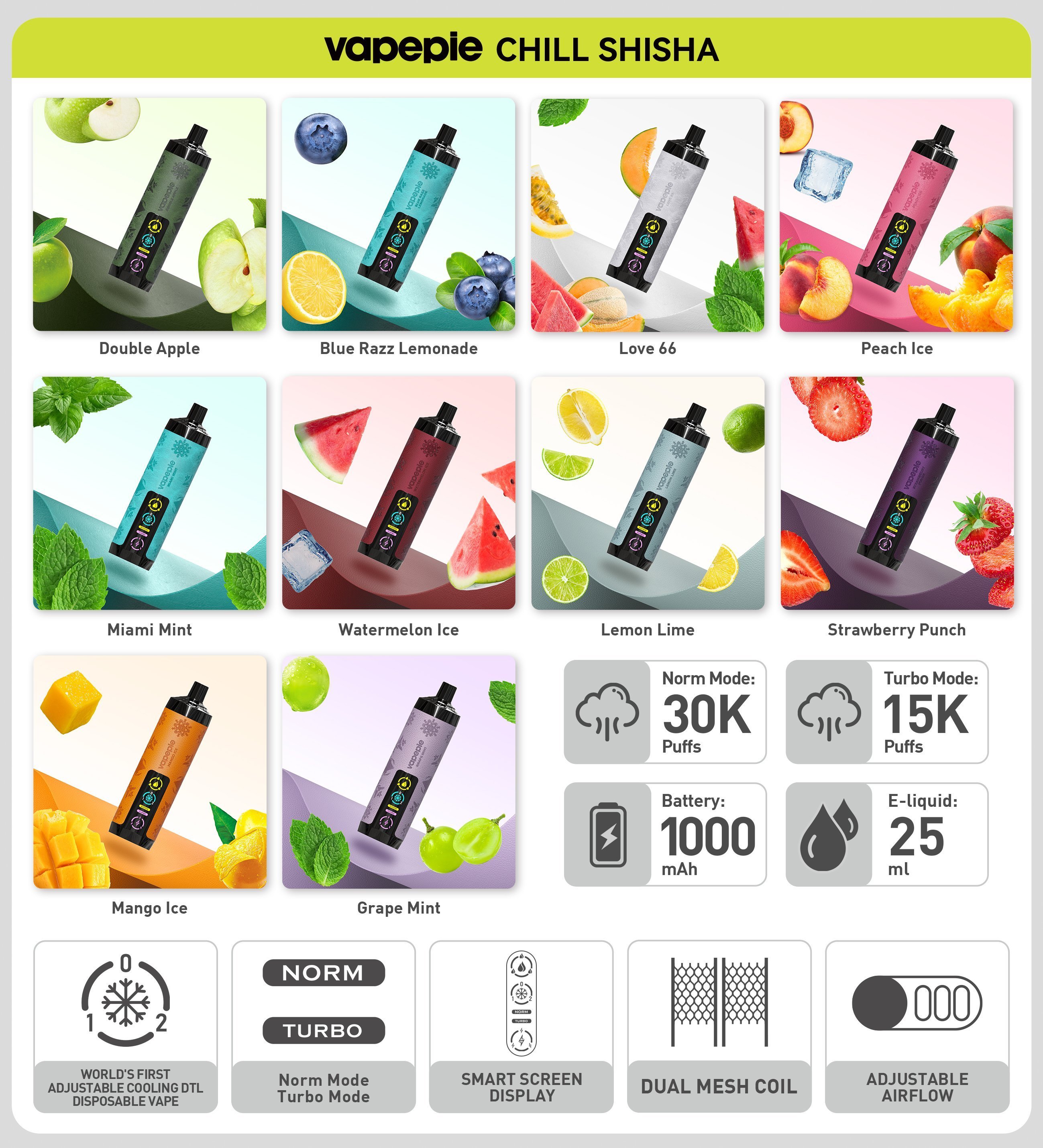 Double Apple Flavor Vape丨Vapepie AirPush 20000 Puff Vape