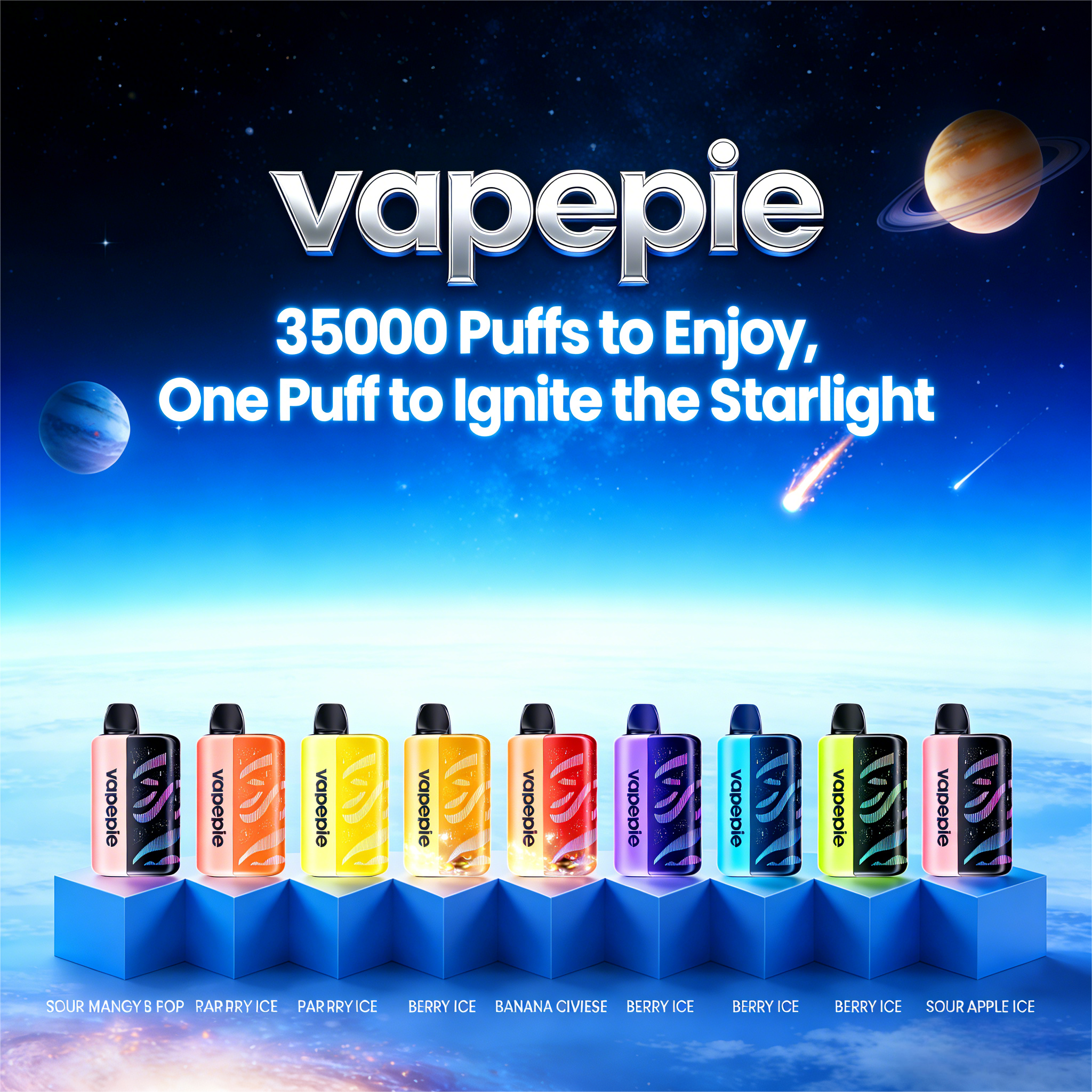 VapePie Galactic Gleam 35000 Puff Disposable Vape - Smart LED Display | U.S. Warehouse Fast Delivery