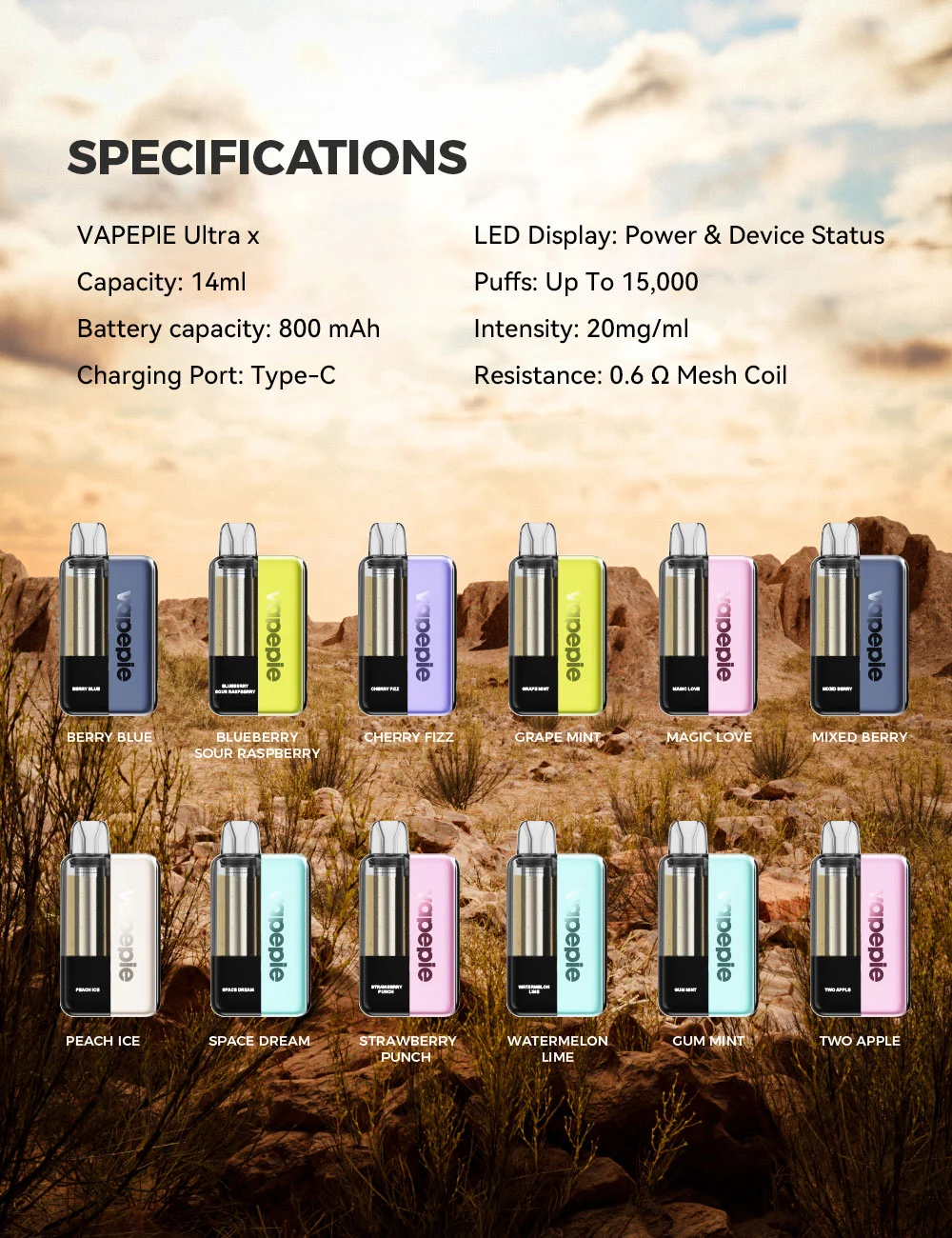 US Vapepie Ultimate Bundle 120k Puff （Big Empire*1 & Galactic Gleam*1 & Ultra Phantom*1 & Ultra X*1） Disposable Vape