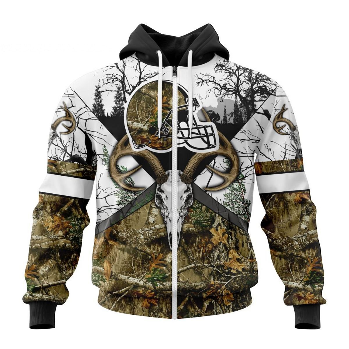 CLEVELAND BROWNS DEER SKULL AND FOREST 3D HOODIE