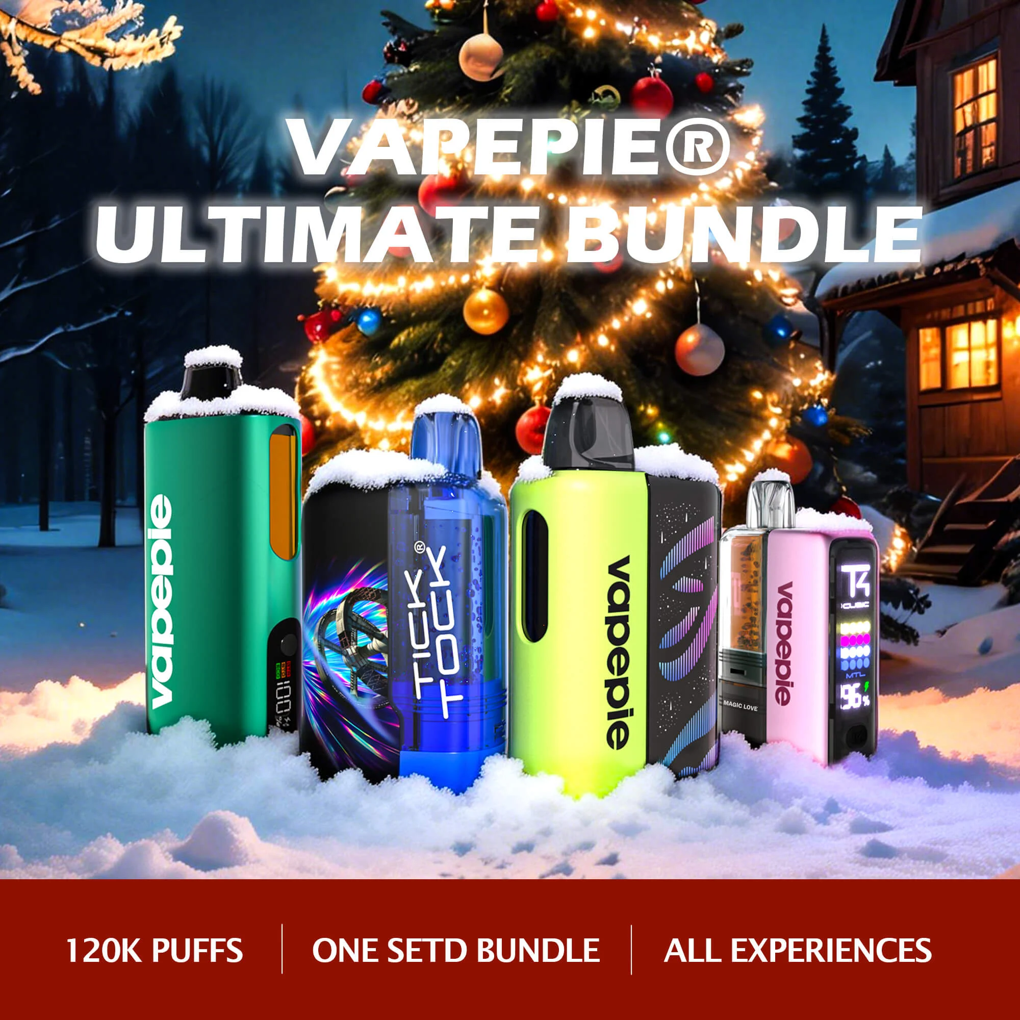 US Vapepie Ultimate Bundle 120k Puff （Big Empire*1 & Galactic Gleam*1 & Ultra Phantom*1 & Ultra X*1） Disposable Vape
