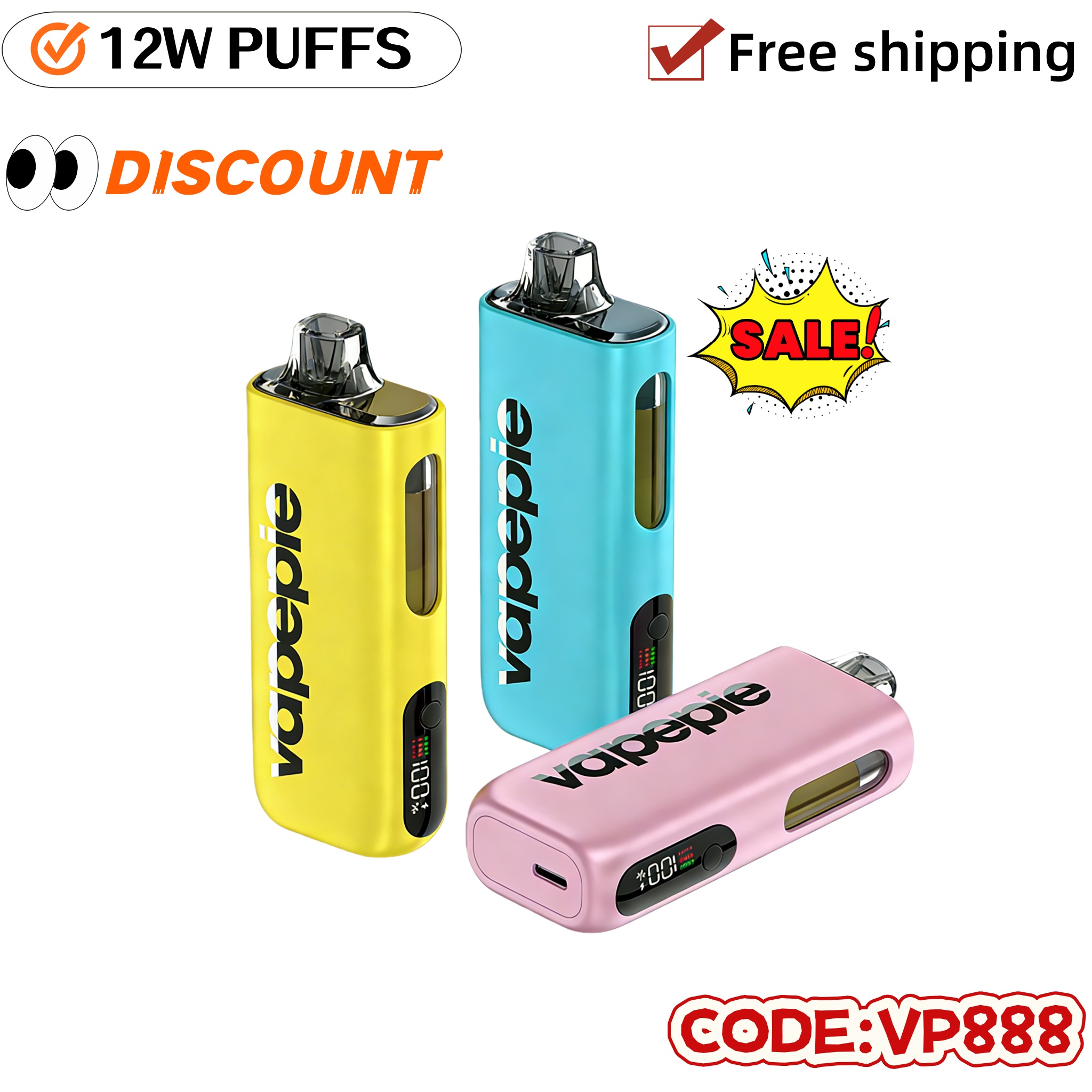 [Affordable 3-pack - 40,000 puffs] VAPEPIE Max 120000 PUFFS High-Capacity Vape 15 Awesome Flavors
