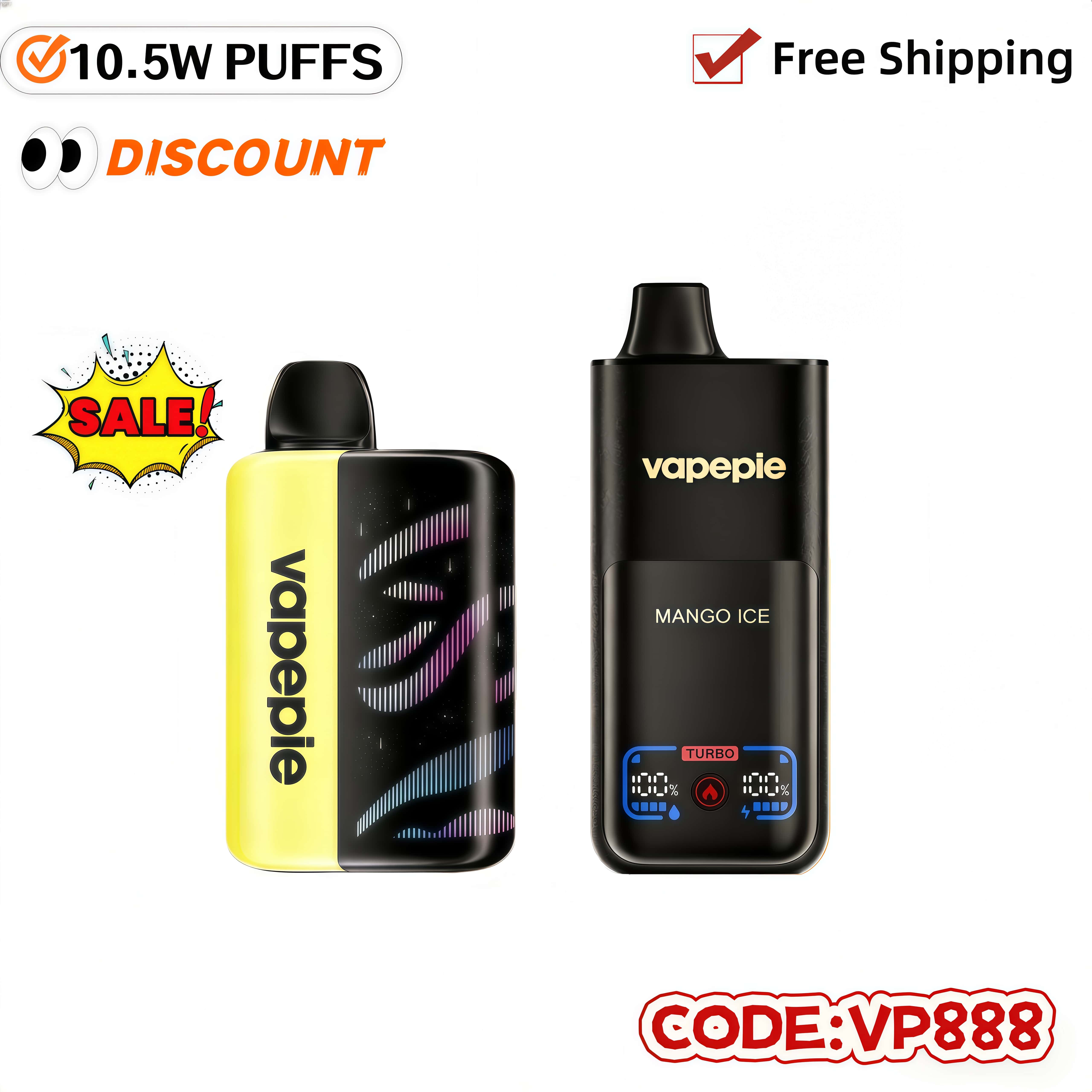 【Affordable 2-pack - 35,000 puffs-70,000 puffs】 VAPEPIE 105000 Puffs Max Cloud Max Run Disposable Vape