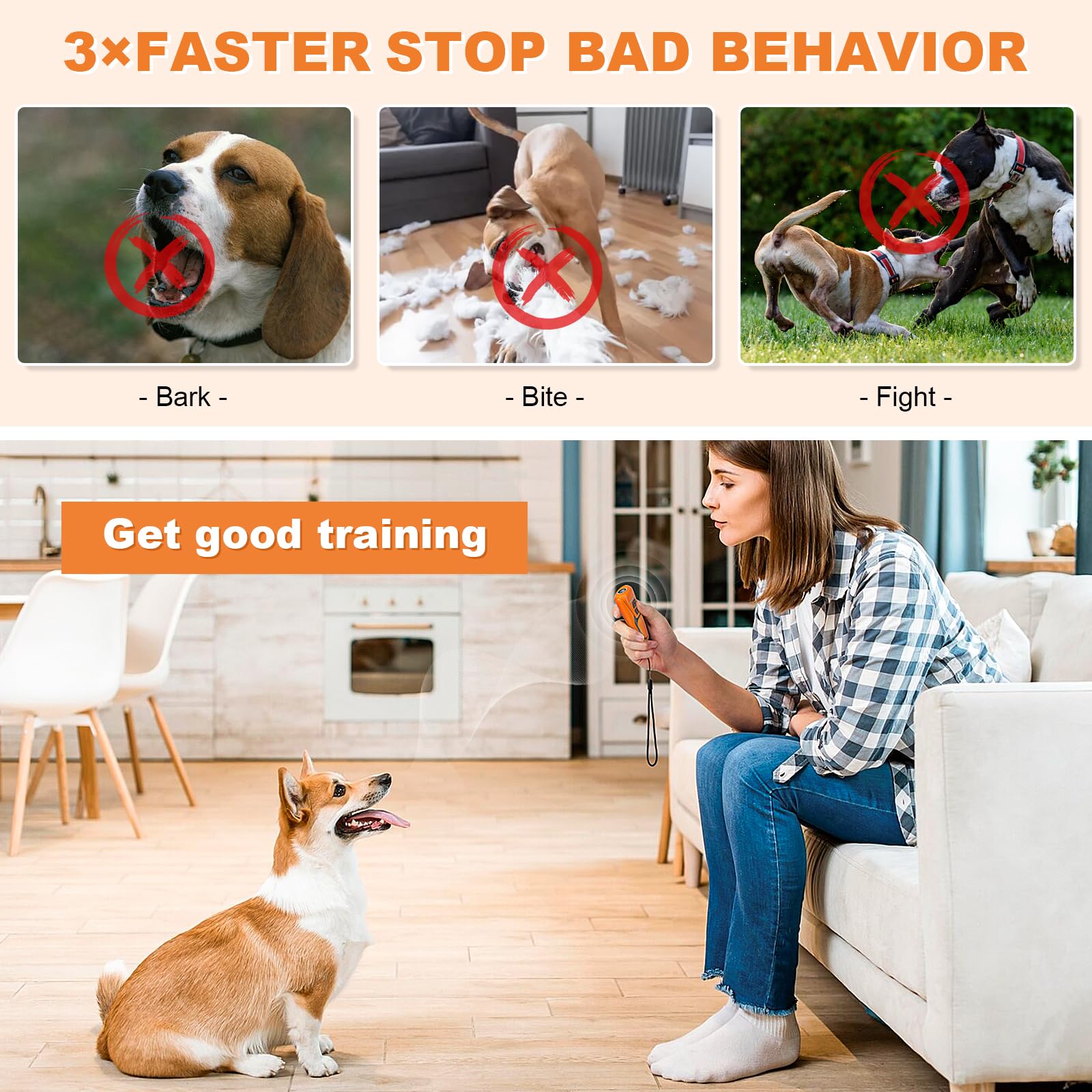 Ultrasonic Bark Control Device – 50FT Range, Rechargeable, Indoor/Outdoor