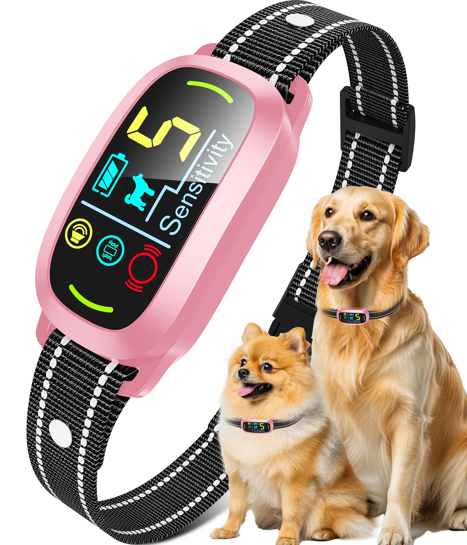 AI Bark Collar – 5 Modes, Rechargeable, IP67 Waterproof, Fits Large Medium Small Dogs (Black)