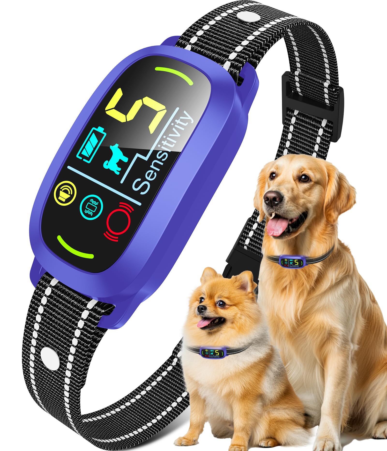 AI Bark Collar – 5 Modes, Rechargeable, IP67 Waterproof, Fits Large Medium Small Dogs (Black)