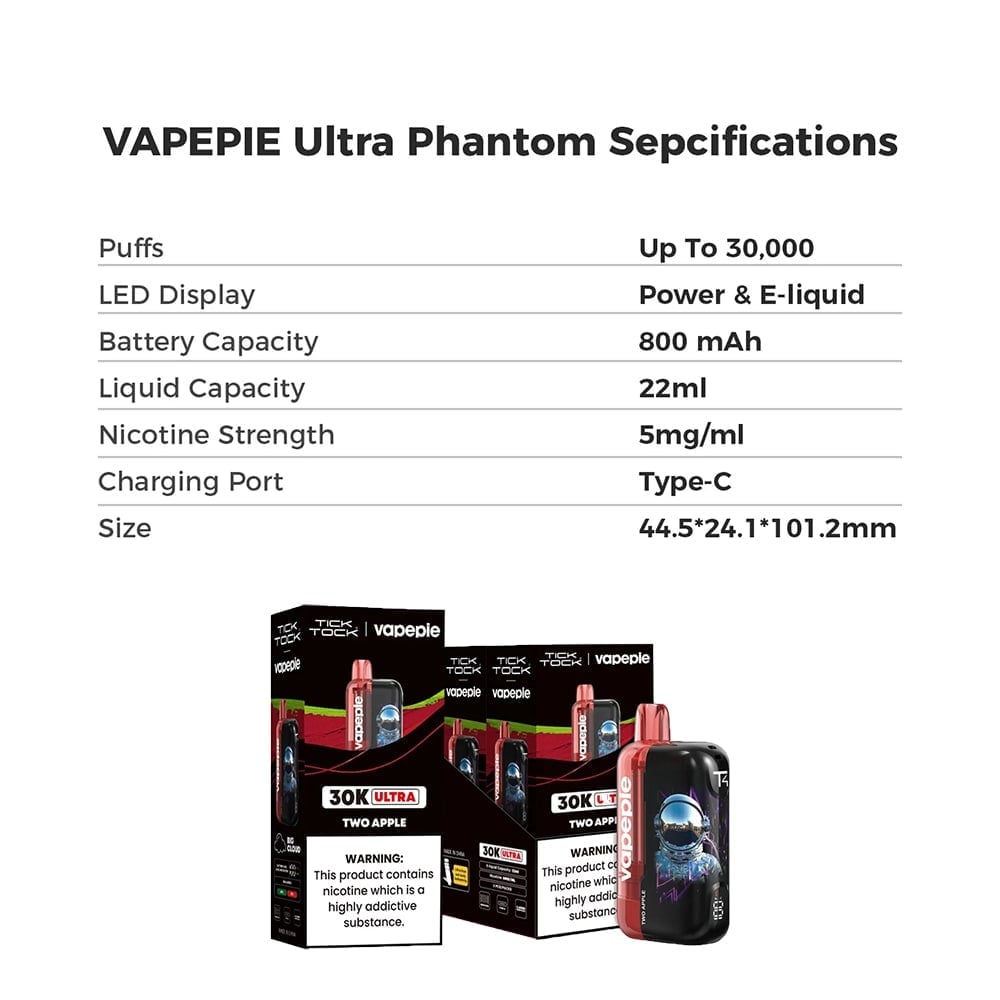 VAPEPIE Ultra Phantom 30000 Puffs Disposable Vape | Mesh Coil Tech - HD Display Vape