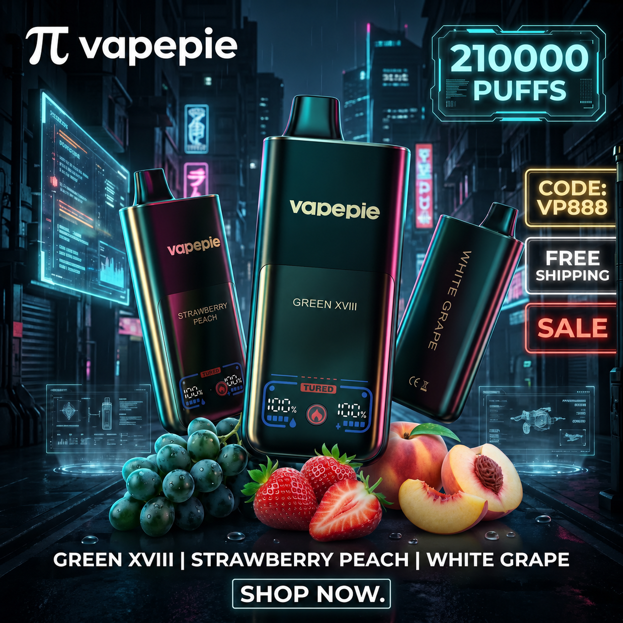 [Affordable 3-pack - 70,000 puffs] VAPEPIE 210000 Puffs Max Cloud Max Run Disposable Vape