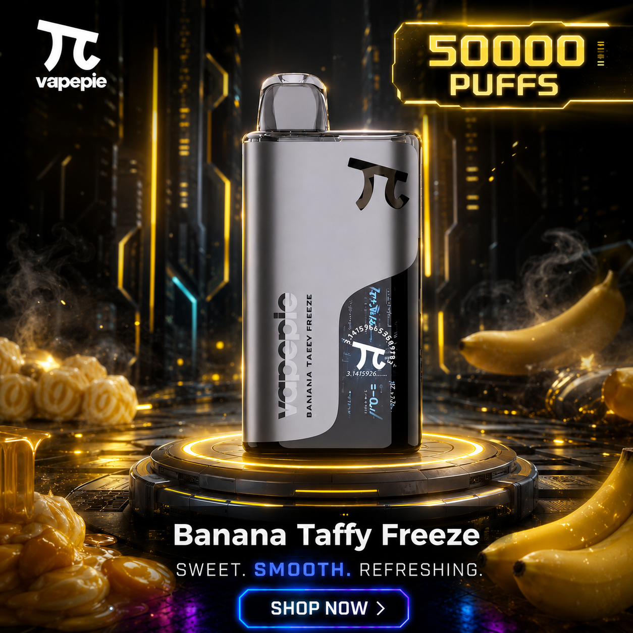 Banana Taffy Freeze丨50000 Puffs Rechargeable Disposable Vape