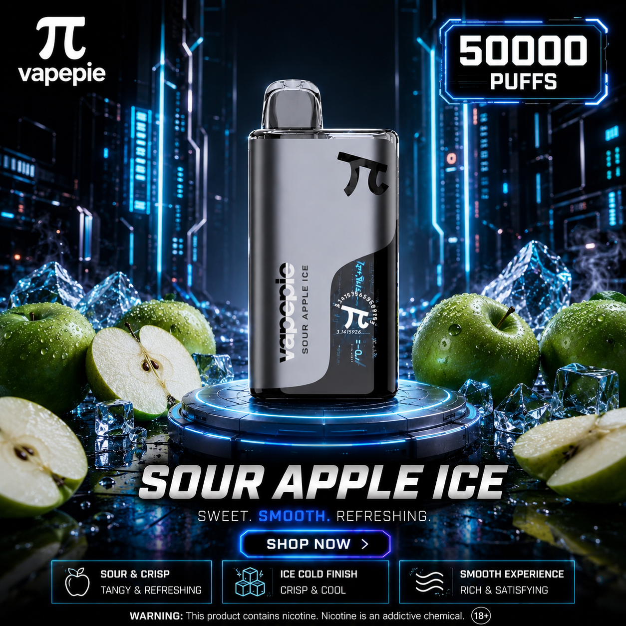 Sour Apple Ice丨50000 Puffs Rechargeable Disposable Vape