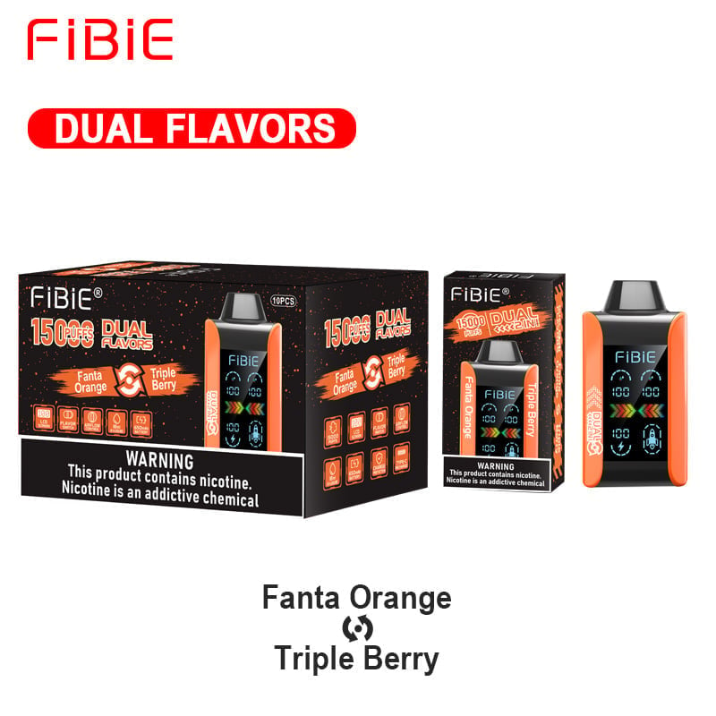 FIBIE 15000 Dual Flavors Disposable Vapor Wands(15000 PUFFS) - FANTA ORANGE & TRIPLE BERRY