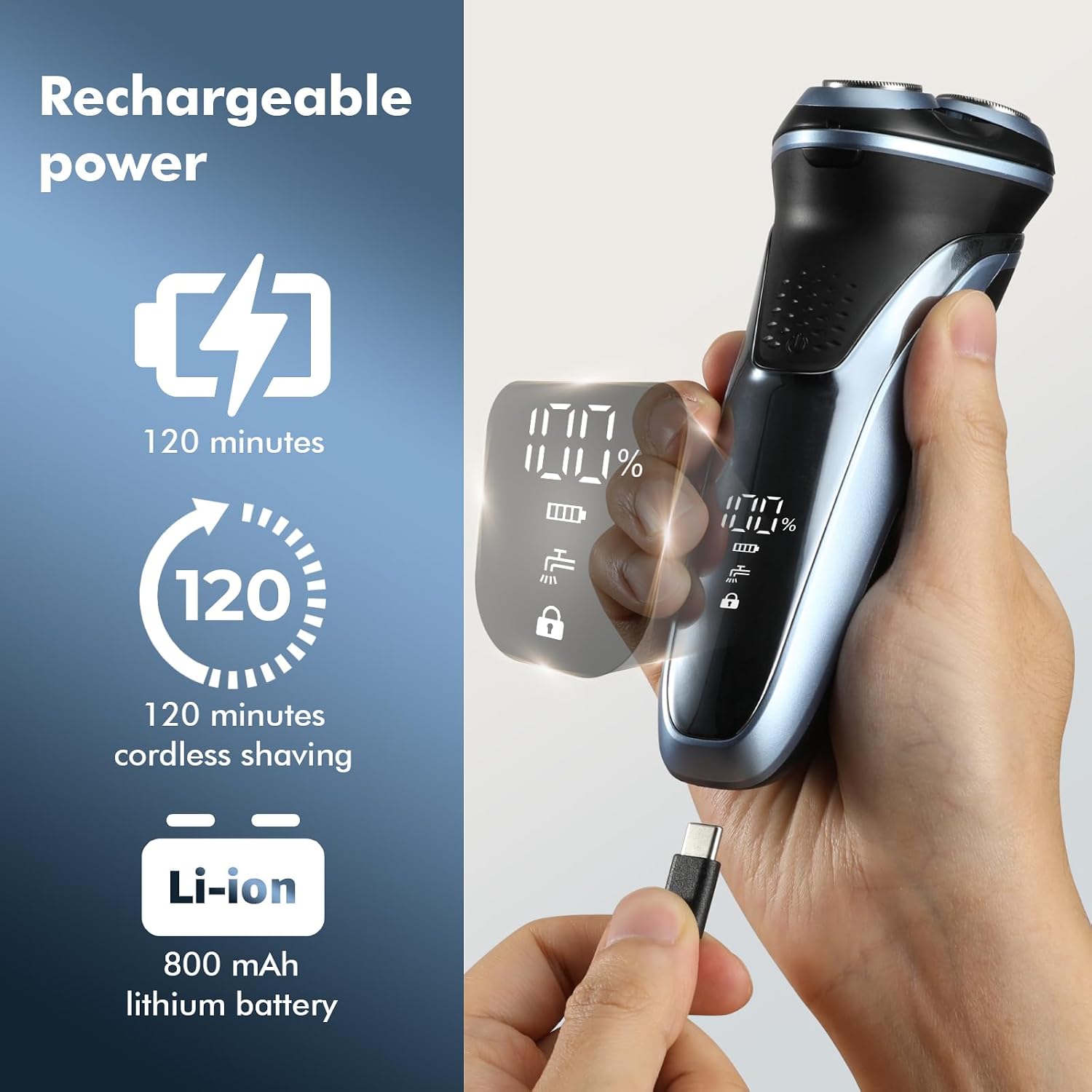 Electric Razor for Men: IPX7 Waterproof Wet or Dry