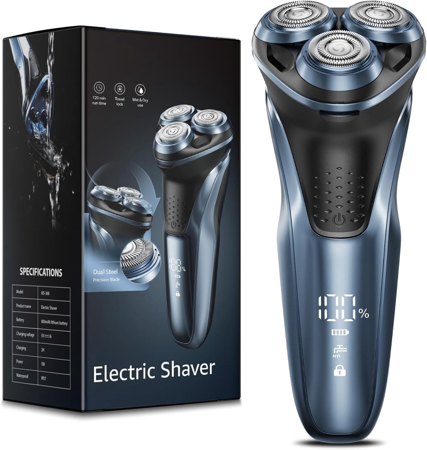 Electric Razor for Men: IPX7 Waterproof Wet or Dry
