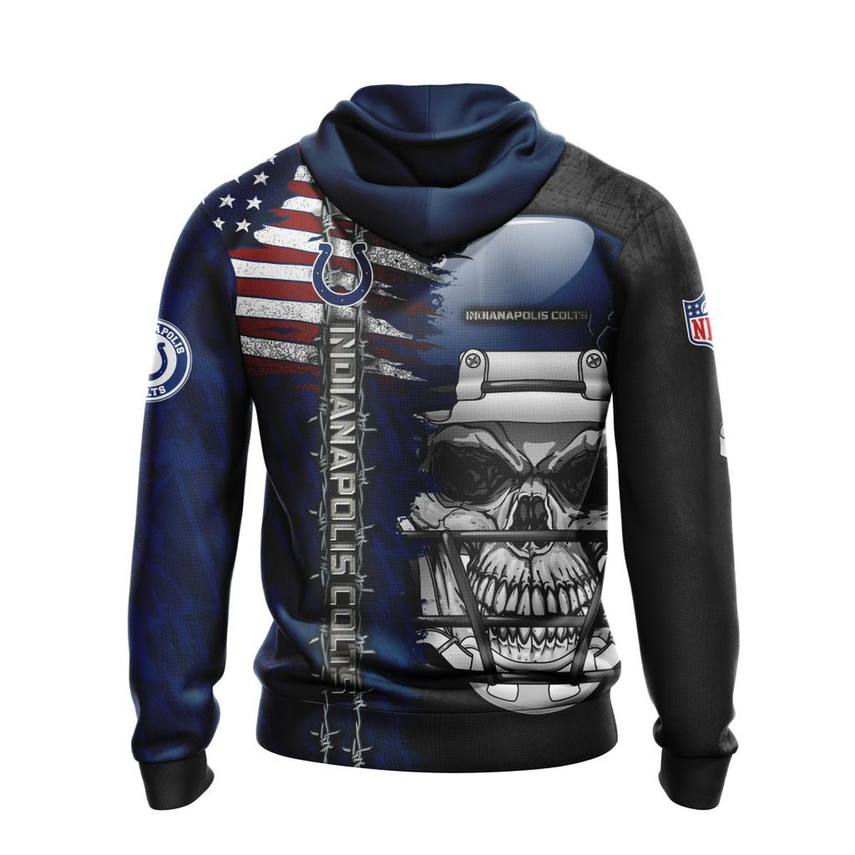 INDIANAPOLIS COLTS 3D HOODIE SKULL0803