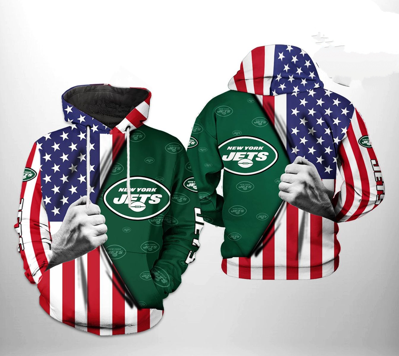 NEW YORK JETS 3D HOODIE SKULL101