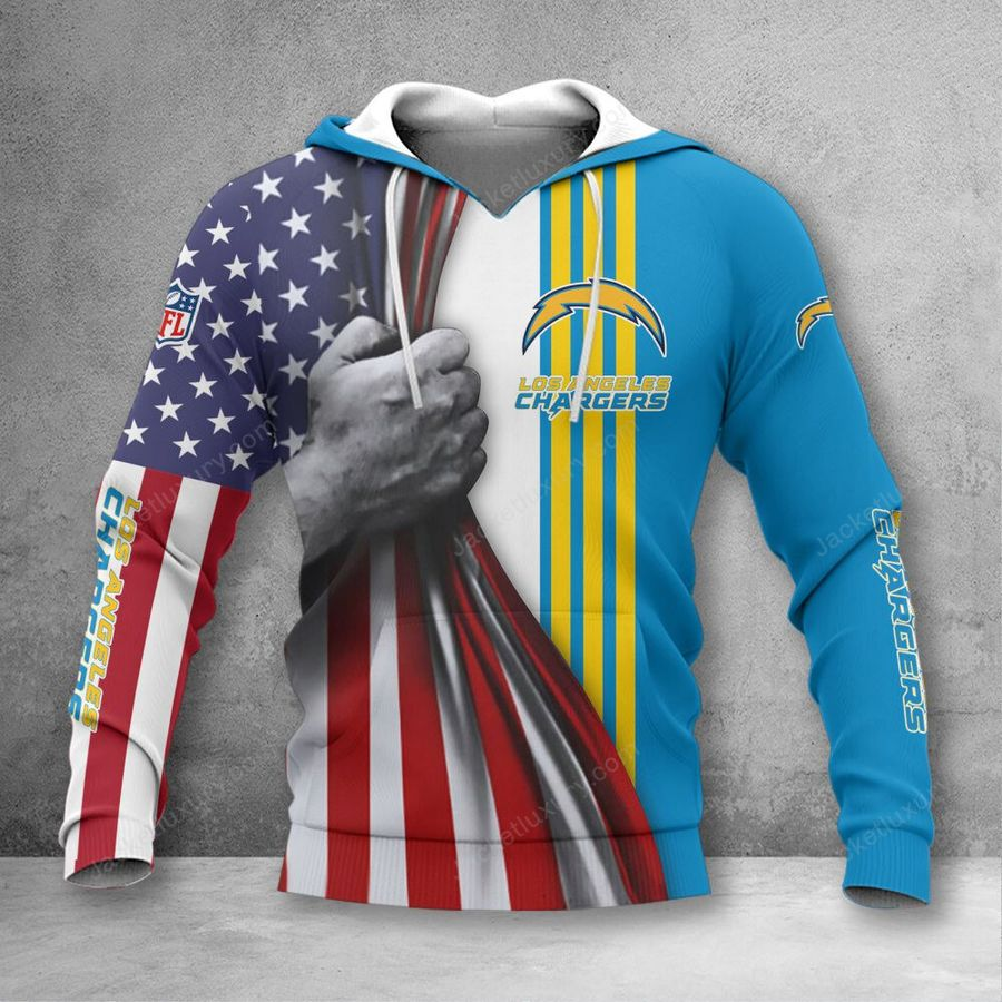 LOS ANGELES CHARGERS 3D HOODIE SKULL0804