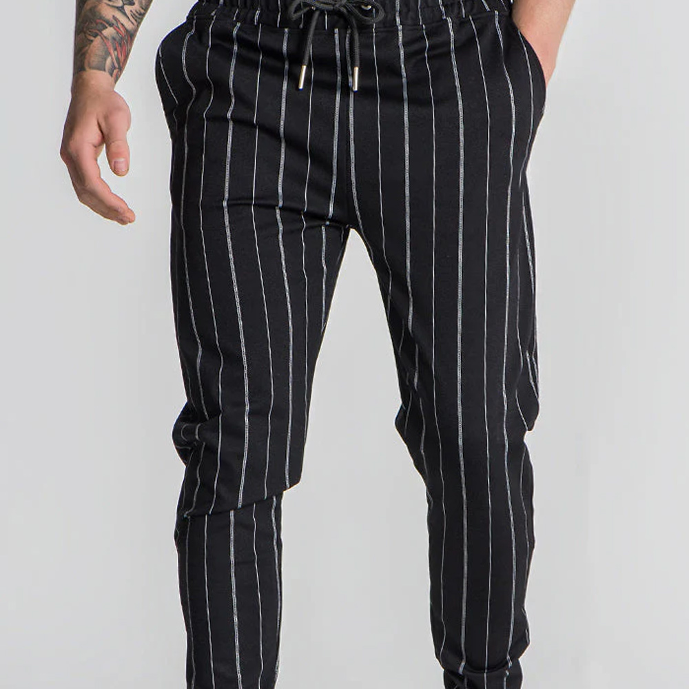 Castillotigo™ Pantalones de chándal de moda de rayas negras para hombre