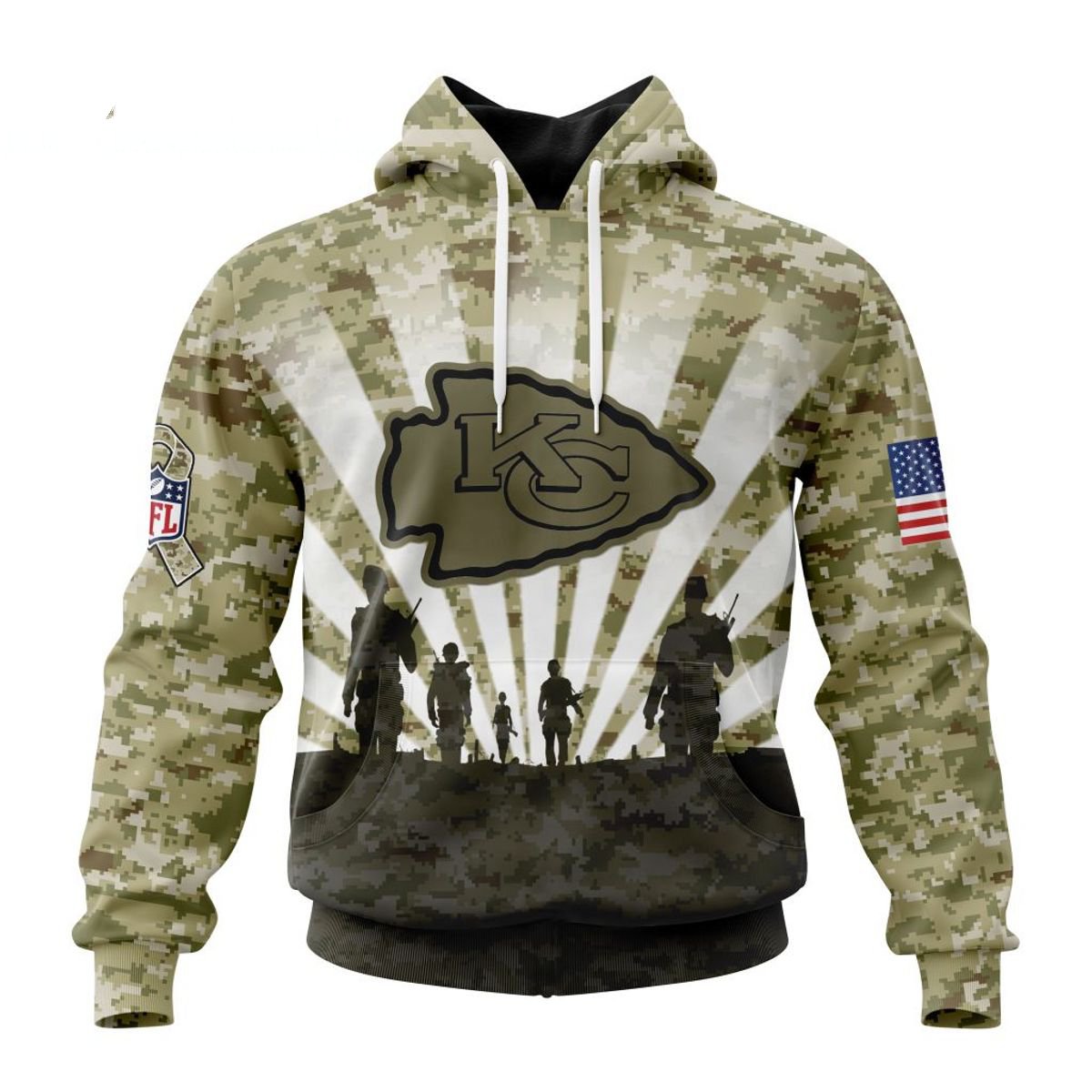 KANSAS CITY CHIEFS 3D HOODIE HONOR VETERANS