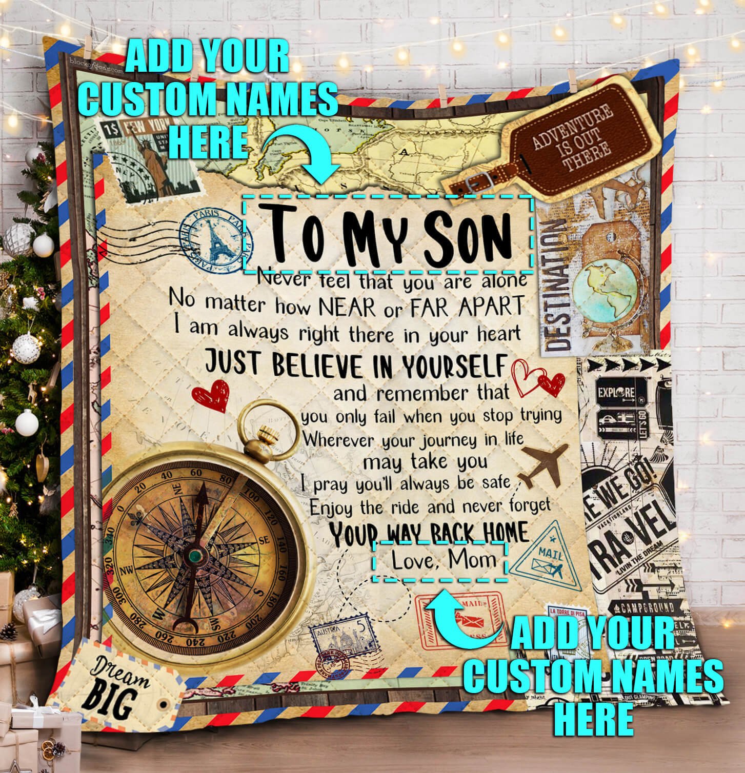Personalized. To My Son. Grandson. I Am Always Here For You Quilt Blanket