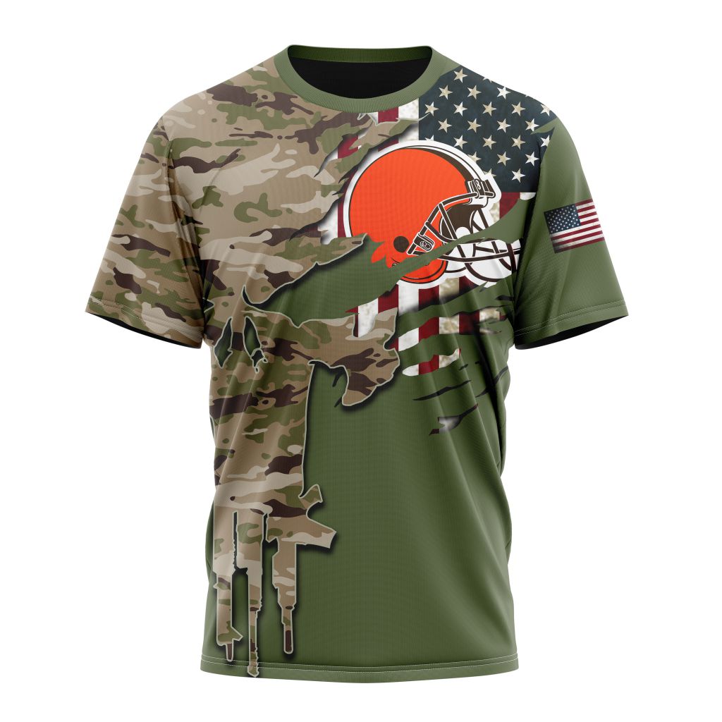 CLEVELAND BROWNS 3D HOODIE VETERANS DAY