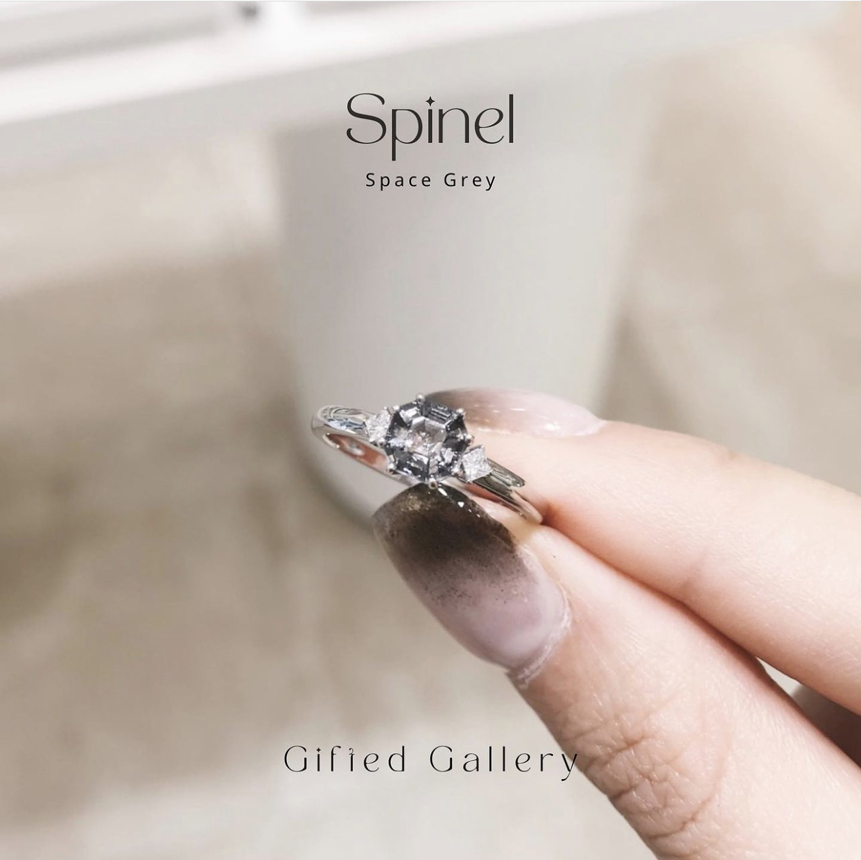 Space Grey Spinel Ring By Gifted Gallery