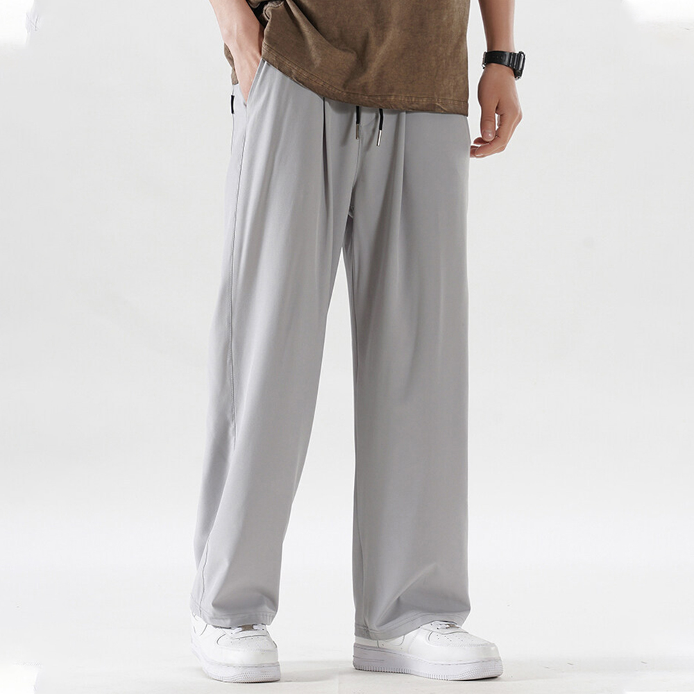 Higolot™ Ice silk pants men's summer breathable sports leisure loose trend Hong Kong style