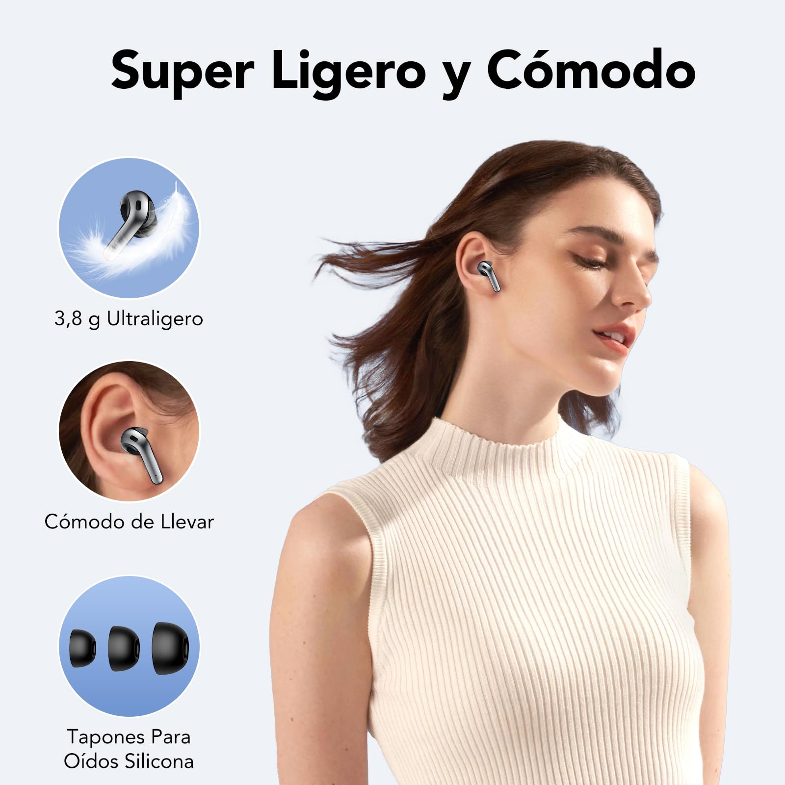 Auriculares Inalámbricos Bluetooth, Auriculares Bluetooth 5.3, 4 Mic con Reducción de Ruido ENC