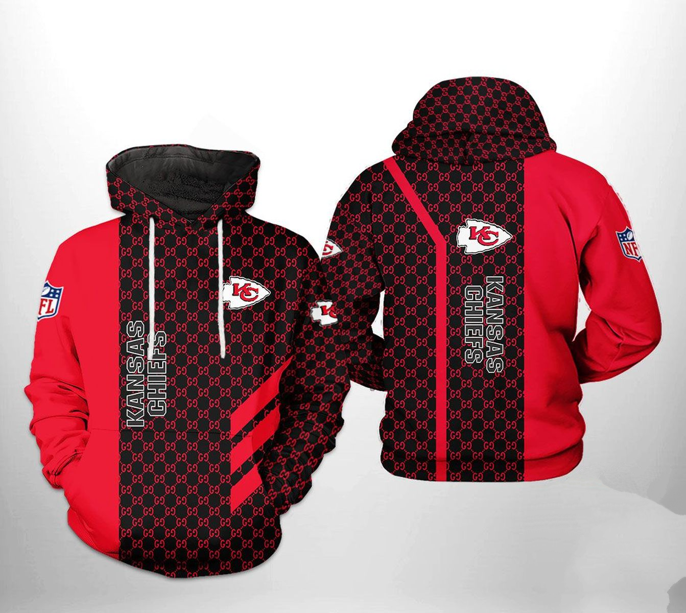 KANSAS CITY CHIEFS 3D HOODIE SKULL 106