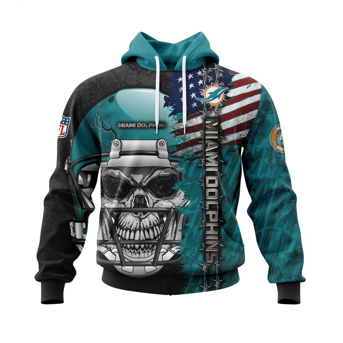 MIAMI DOLPHINS 3D HOODIE SKULL0803