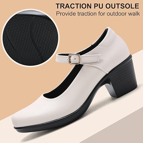 Women's Pumps Chunky Heels for Women Shoes - White