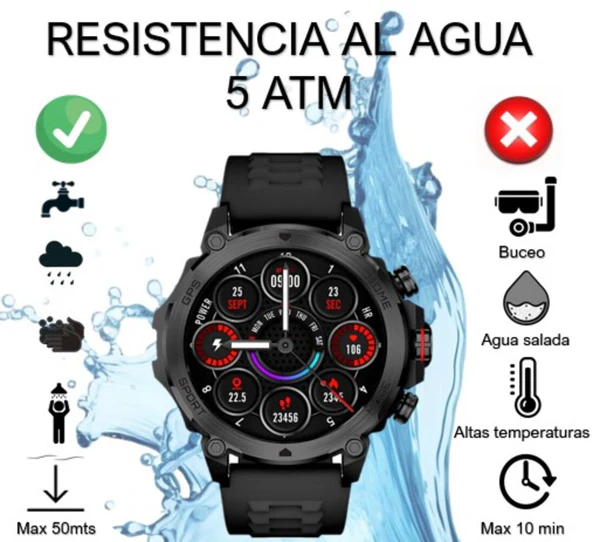 Smartwatch reloj inteligente | STF Kronos Thunder | Pantalla AMOLED GPS Protección 5ATM Contesta llamadas