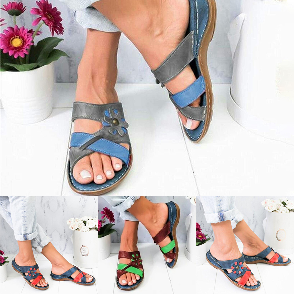 Castillotigo™ 2022 Nuevas sandalias con bloques de colores de flores para mujer