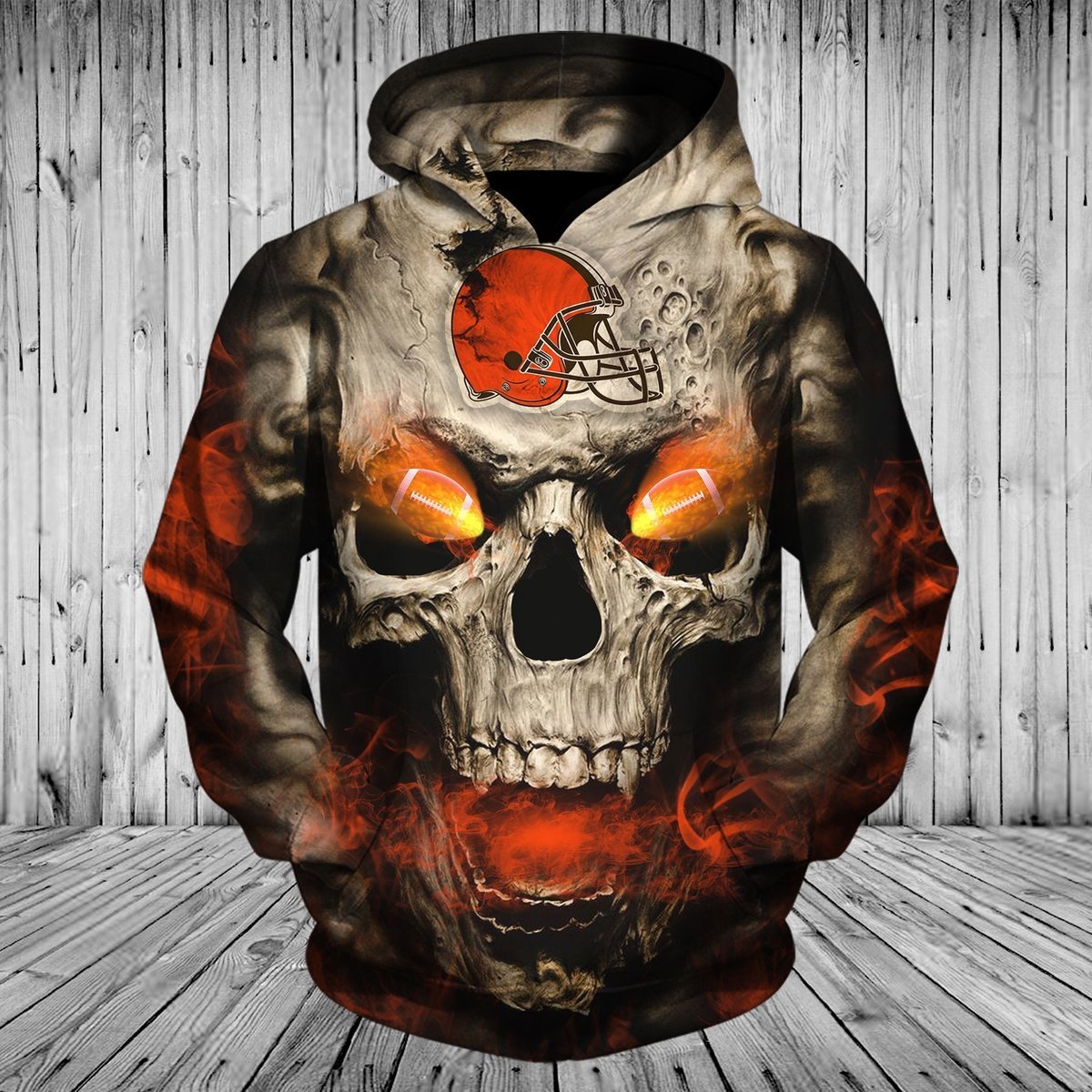 BROWNS 3D HOODIE SKULL6