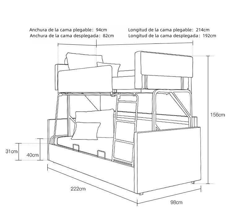 Sofá cama litera plegable