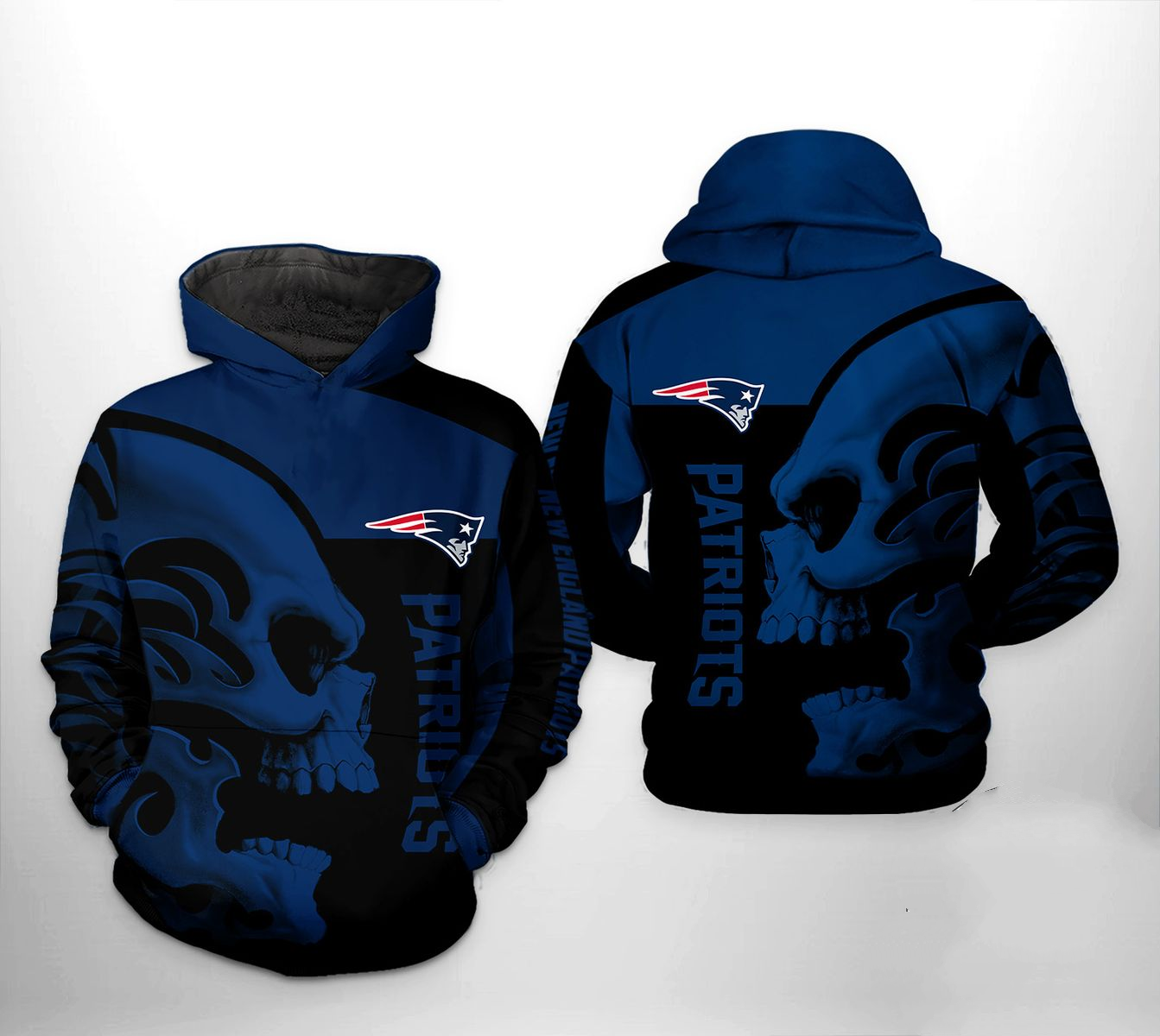 NEW ENGLAND PATRIOTS 3D HOODIE SKULL104