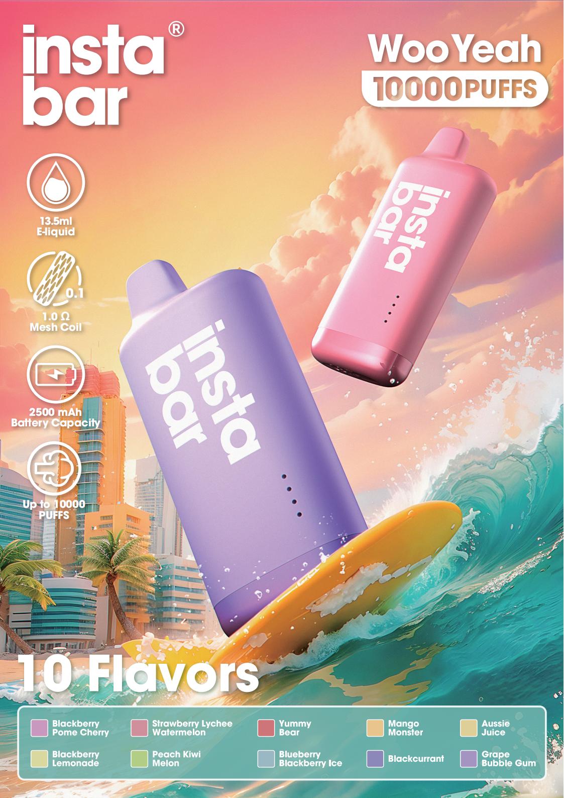 Insta Bar Woo Yeah 10k – Blackberry Pome Cherry Orange IGET Bar -  Blackberry Pome Cherry Ice