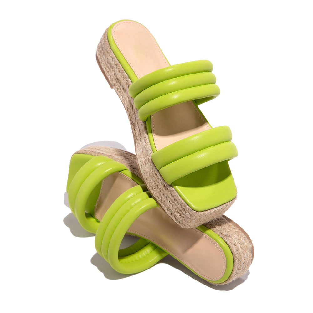 Castillotigo™ Nuevas sandalias de punta cuadrada con plataforma de cuerda de cáñamo de verano
