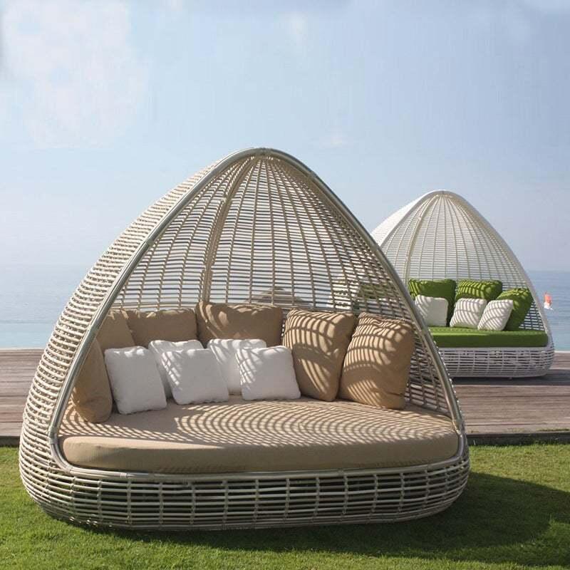 Outdoor Leisure Balcony Sofa Combination Single Double Rattan Furniture Resort Bird Cage Sofa Bed