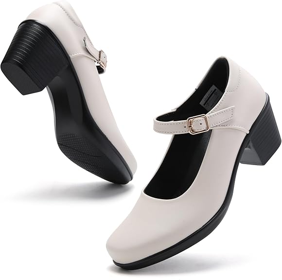 Women's Pumps Chunky Heels for Women Shoes - White