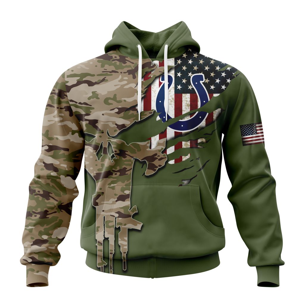 INDIANAPOLIS COLTS 3D HOODIE VETERANS DAY