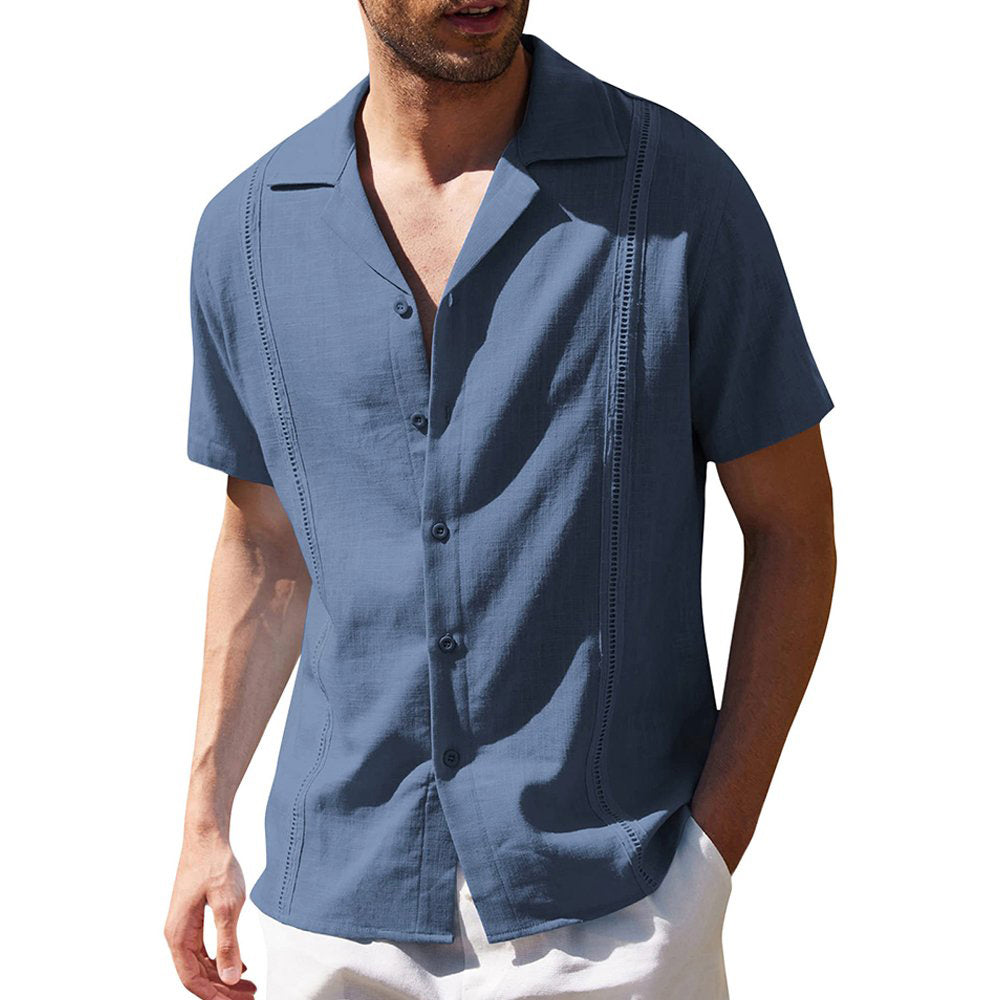 Castillotigo™ Camisas de manga corta de lino de moda para hombre