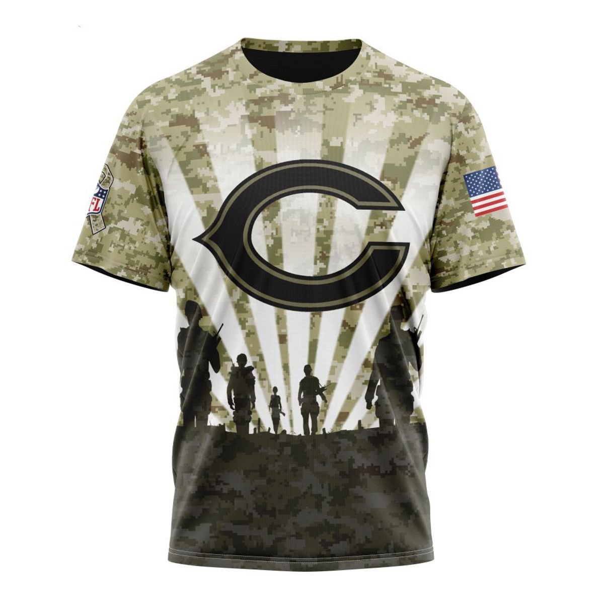 CHICAGO BEARS 3D HOODIE HONOR VETERANS