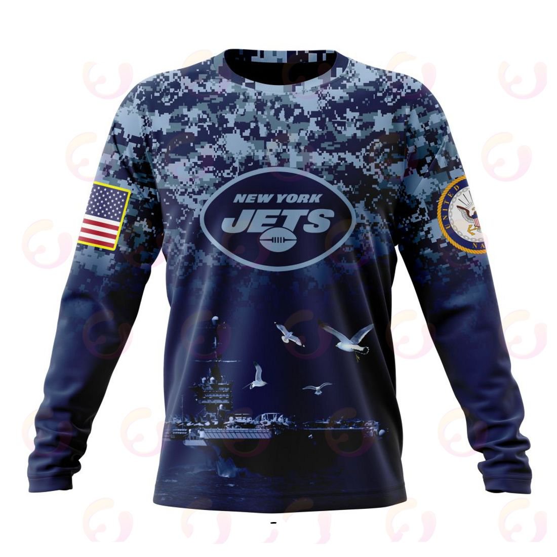 NEW YORK JETS 3D HOODIE HONOR US NAVY VETERANS