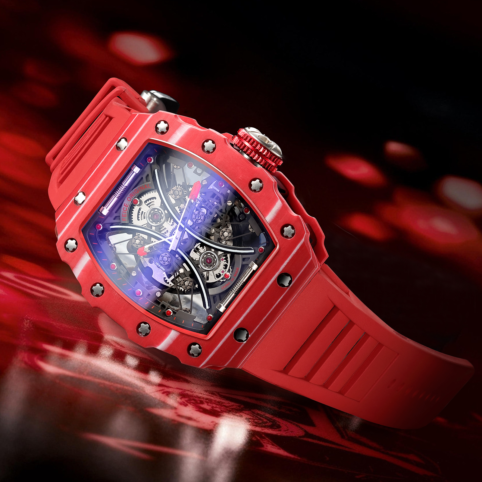 FM602 Automatic Watches Luxury Sapphire Mirror Skeleton Mechanical Watch