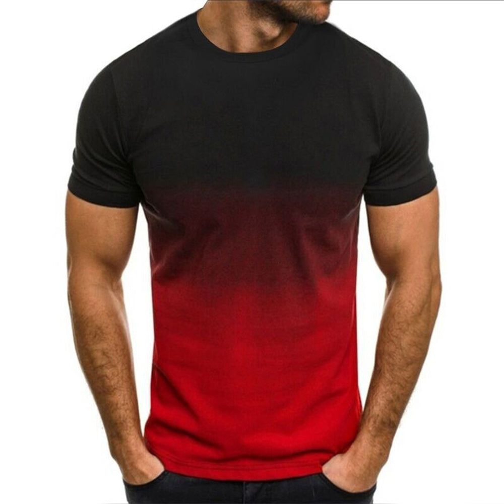 Castillotigo™ Camiseta de cuello redondo con degradado deportivo informal de verano para hombre
